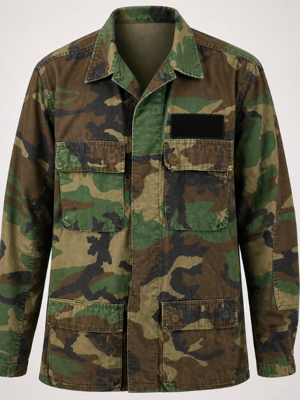 Vintage US Army Woodland Camouflage BDU Jacket Military Field Coat Small X Long